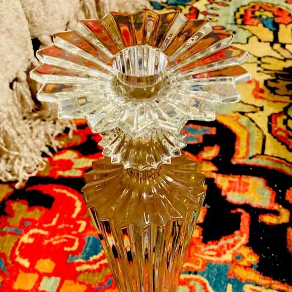 AUTHENTIC BACCARAT MILLE NUITS BOUGEOIR CRYSTAL CANDLESTICK SET OF TWO 2 - Picture 4 of 16